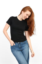 Crewneck Short Sleeve Top - Black