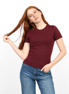 Crewneck Short Sleeve Top - Burgundy