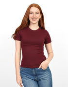 Crewneck Short Sleeve Top - Burgundy