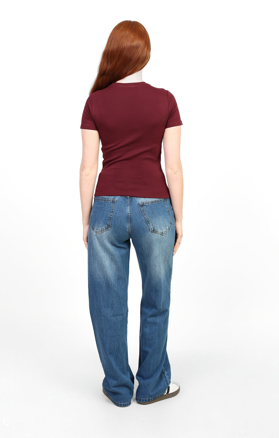 Crewneck Short Sleeve Top - Burgundy