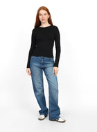 Crewneck Long Sleeve Top - Black