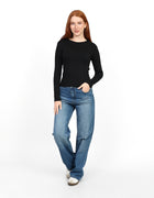 Crewneck Long Sleeve Top - Black