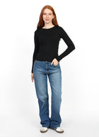 Crewneck Long Sleeve Top - Black