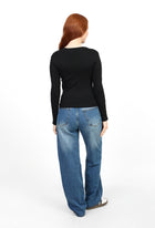 Crewneck Long Sleeve Top - Black