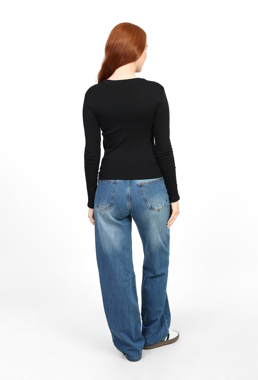 Crewneck Long Sleeve Top - Black