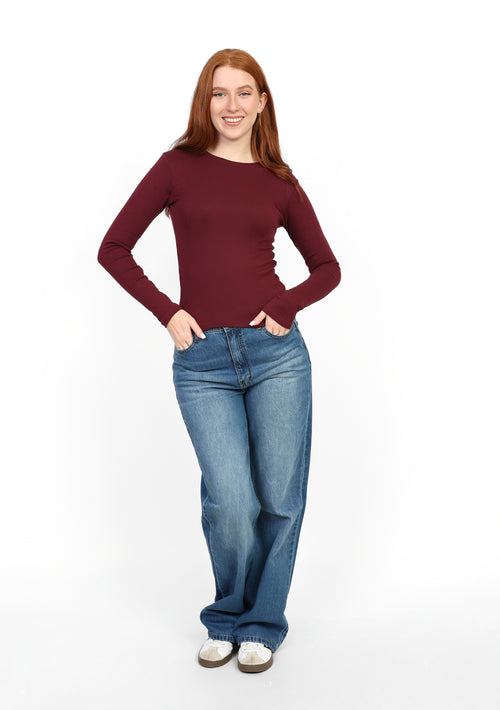 Crewneck Long Sleeve Top - Burgundy