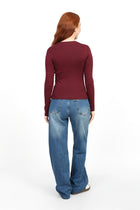 Crewneck Long Sleeve Top - Burgundy