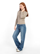 Crewneck Long Sleeve Top - Light Beige