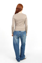 Crewneck Long Sleeve Top - Light Beige