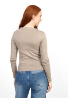 Crewneck Long Sleeve Top - Light Beige