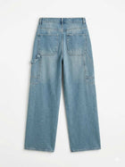Light Wash Denim Cargo Jeans