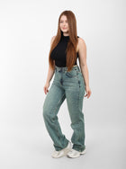 Warm Blue High-Waist Straight Leg Denim