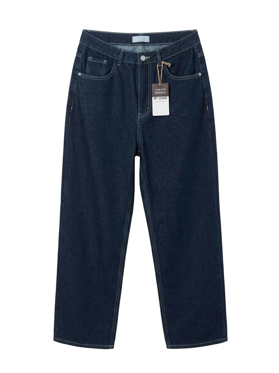 Dark Wash Straight-Leg Denim Jeans