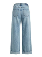 Light Wash Cuffed Wide-Leg Denim Jeans