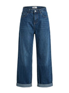 Roll-Up Wide-Leg Denim Jeans