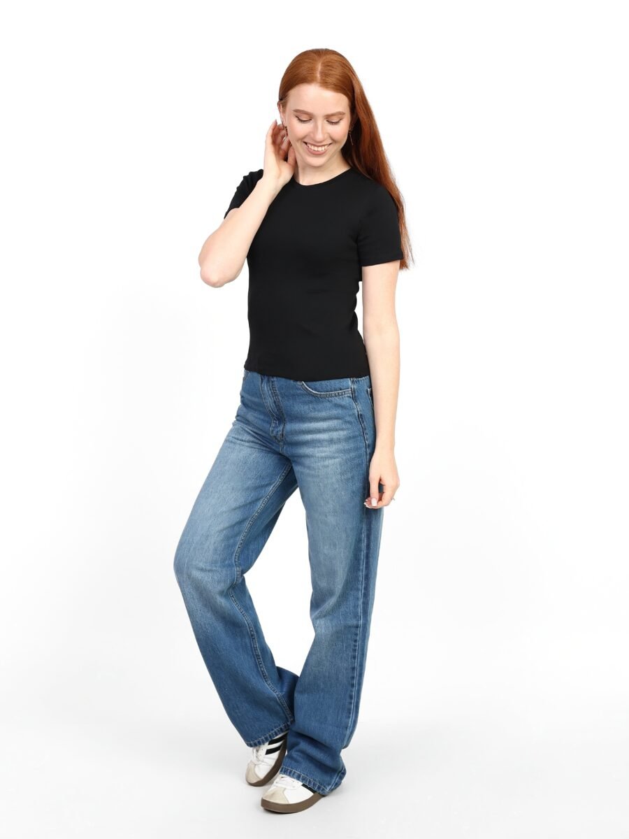 Crewneck Short Sleeve Top - Black