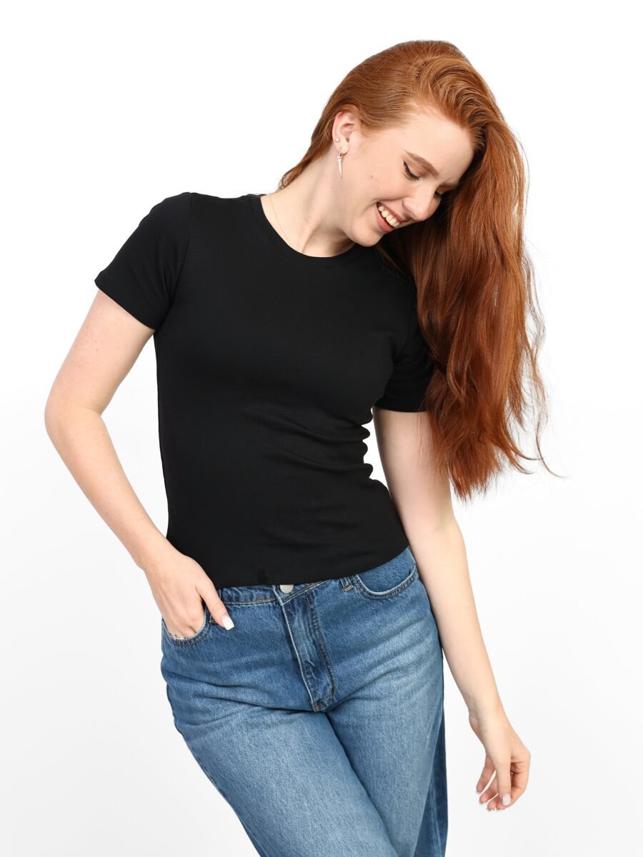 Crewneck Short Sleeve Top - Black
