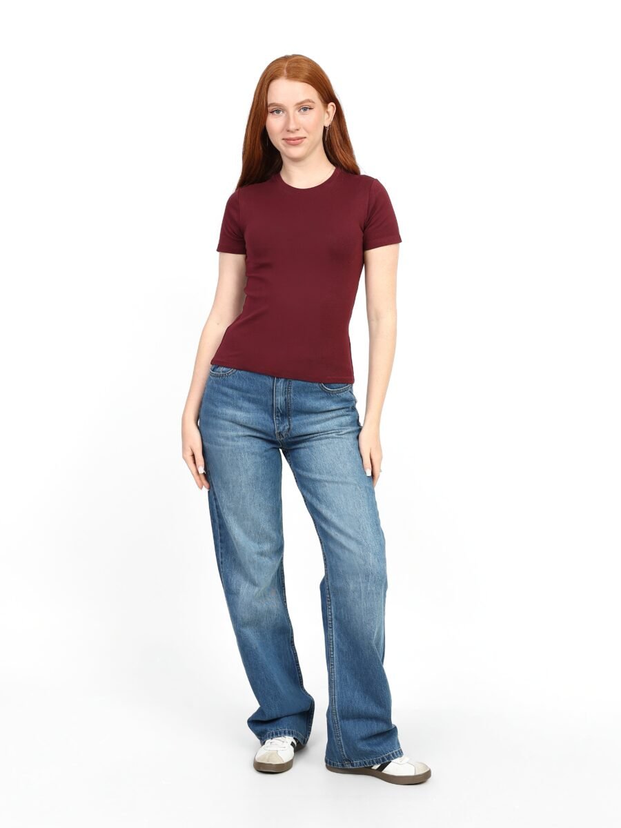 Crewneck Short Sleeve Top - Burgundy
