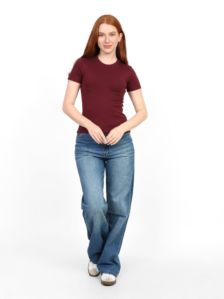 Crewneck Short Sleeve Top - Burgundy