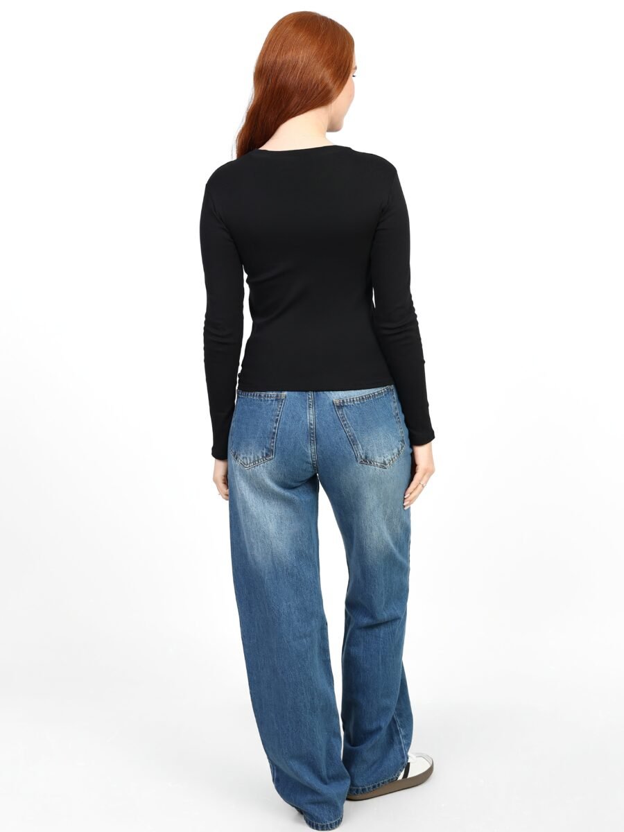 Crewneck Long Sleeve Top - Black