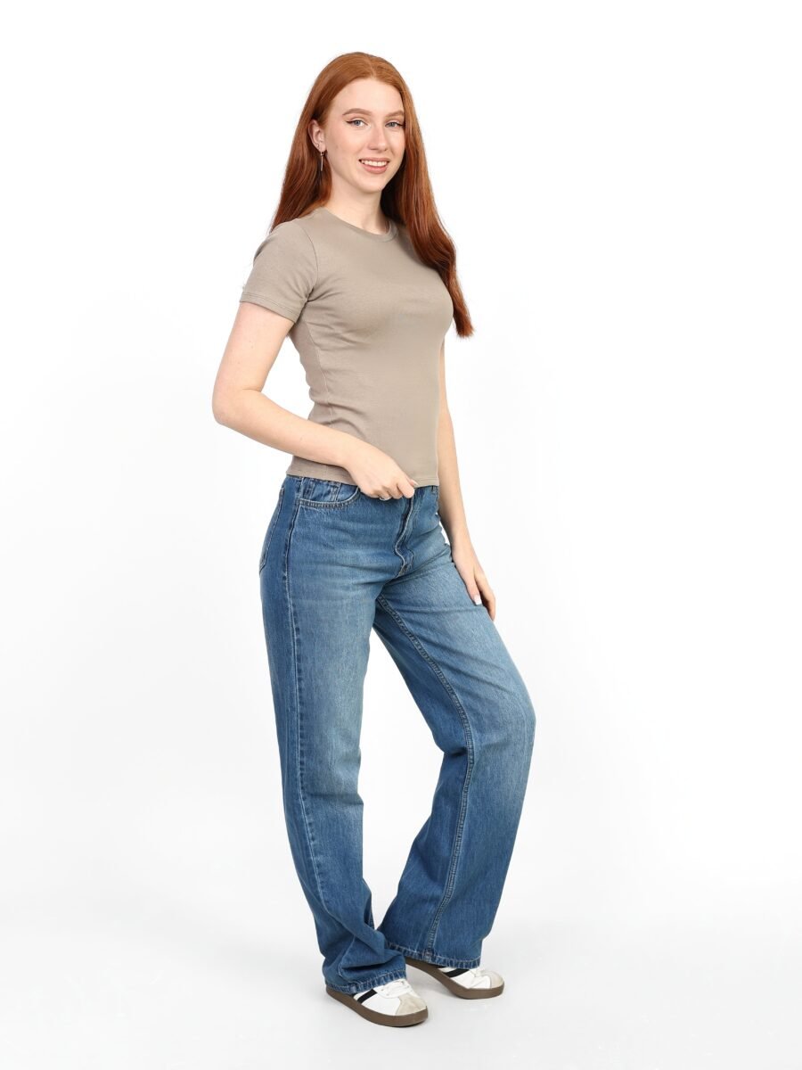 Crewneck Short Sleeve Top - Light Beige