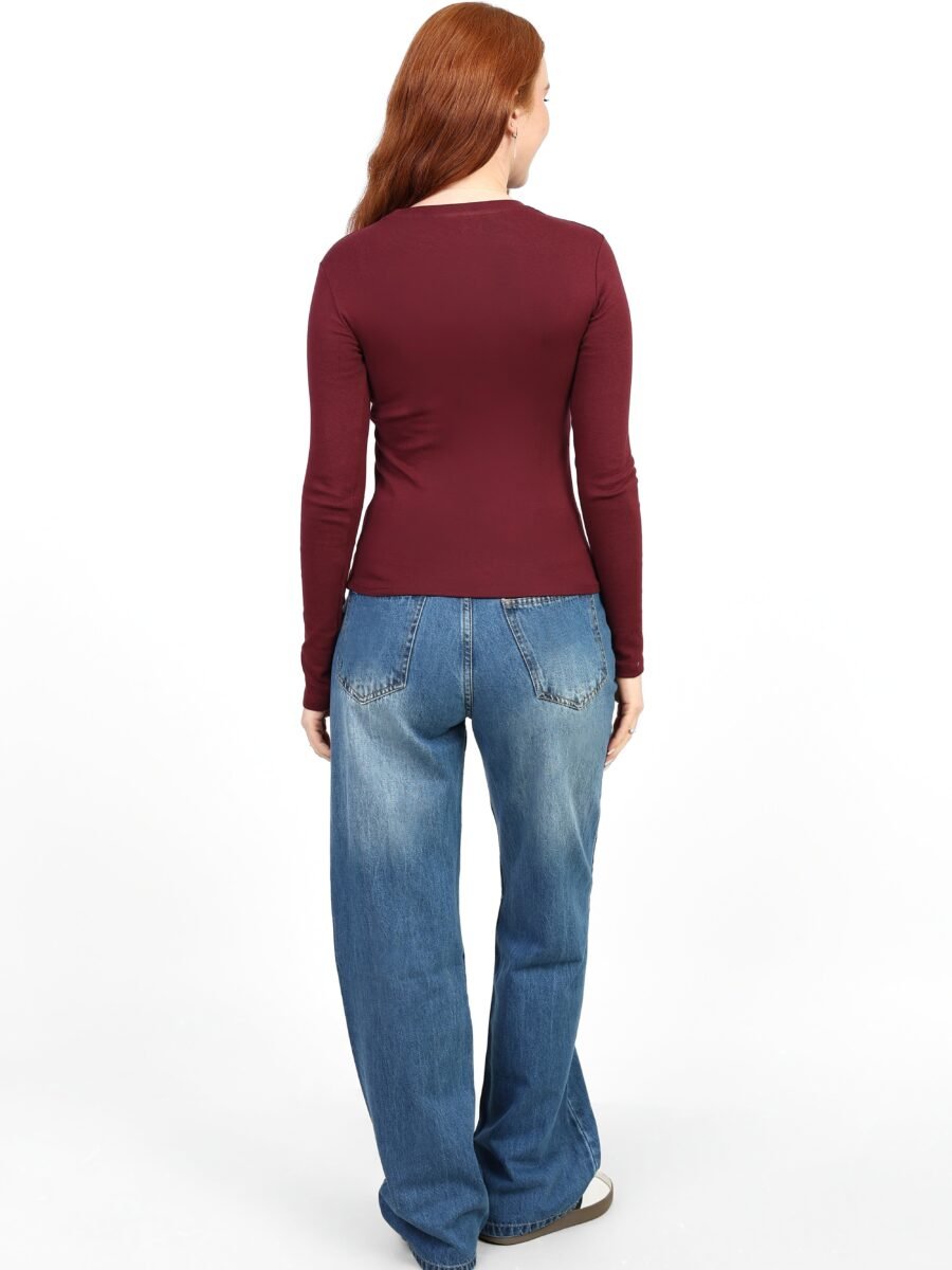 Crewneck Long Sleeve Top - Burgundy