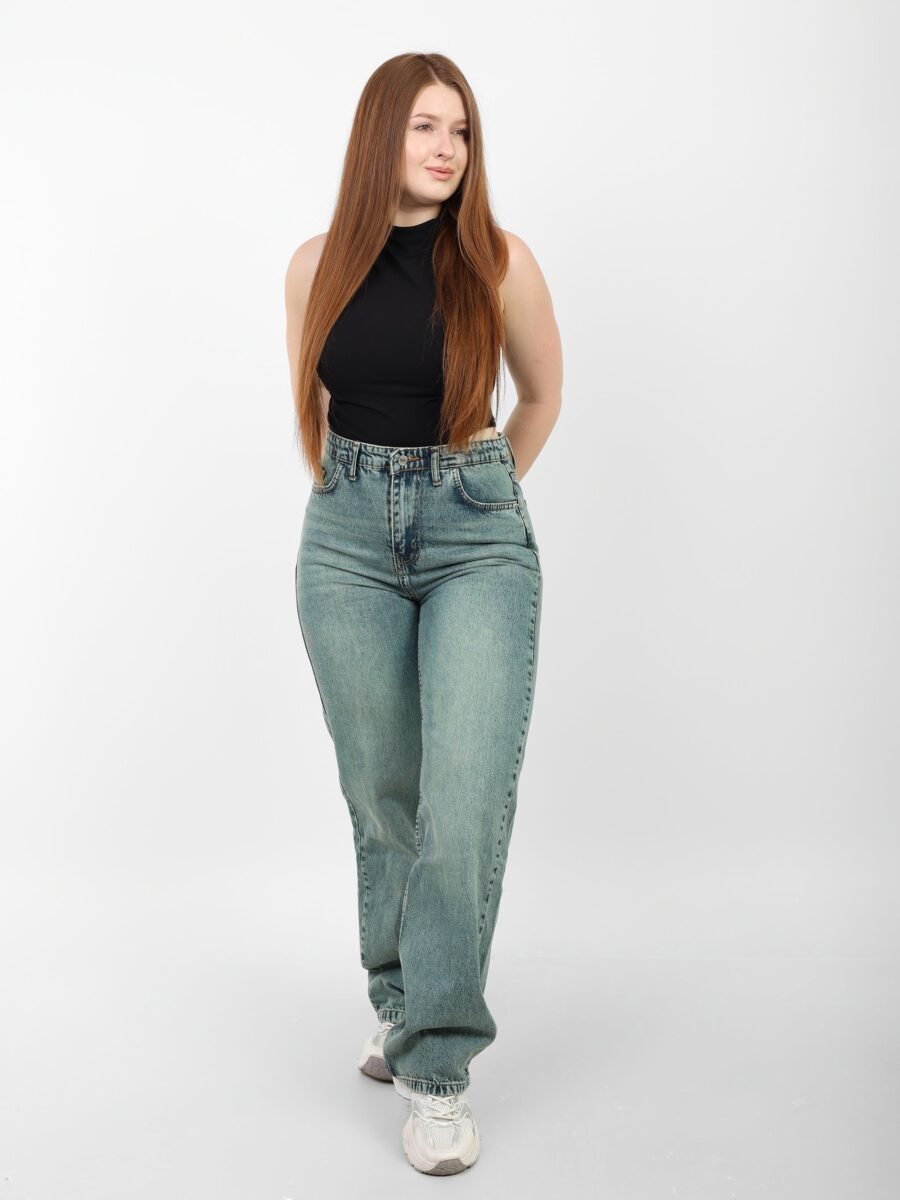 Warm Blue High-Waist Straight Leg Denim