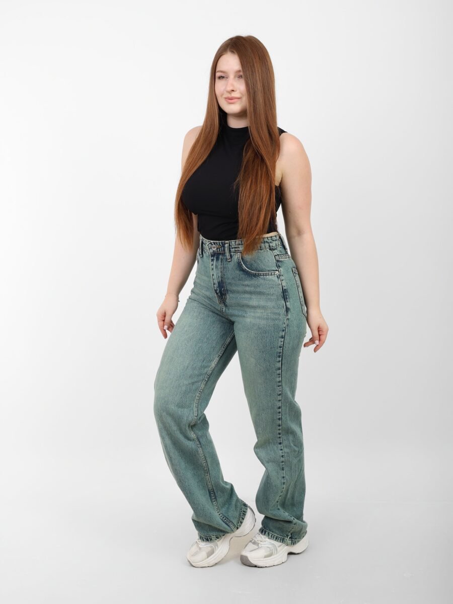 Warm Blue High-Waist Straight Leg Denim