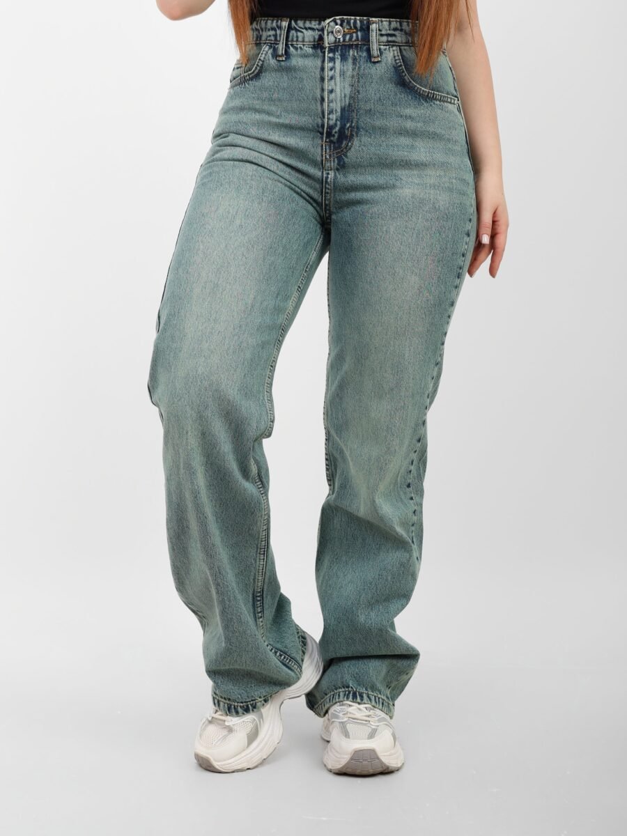 Warm Blue High-Waist Straight Leg Denim