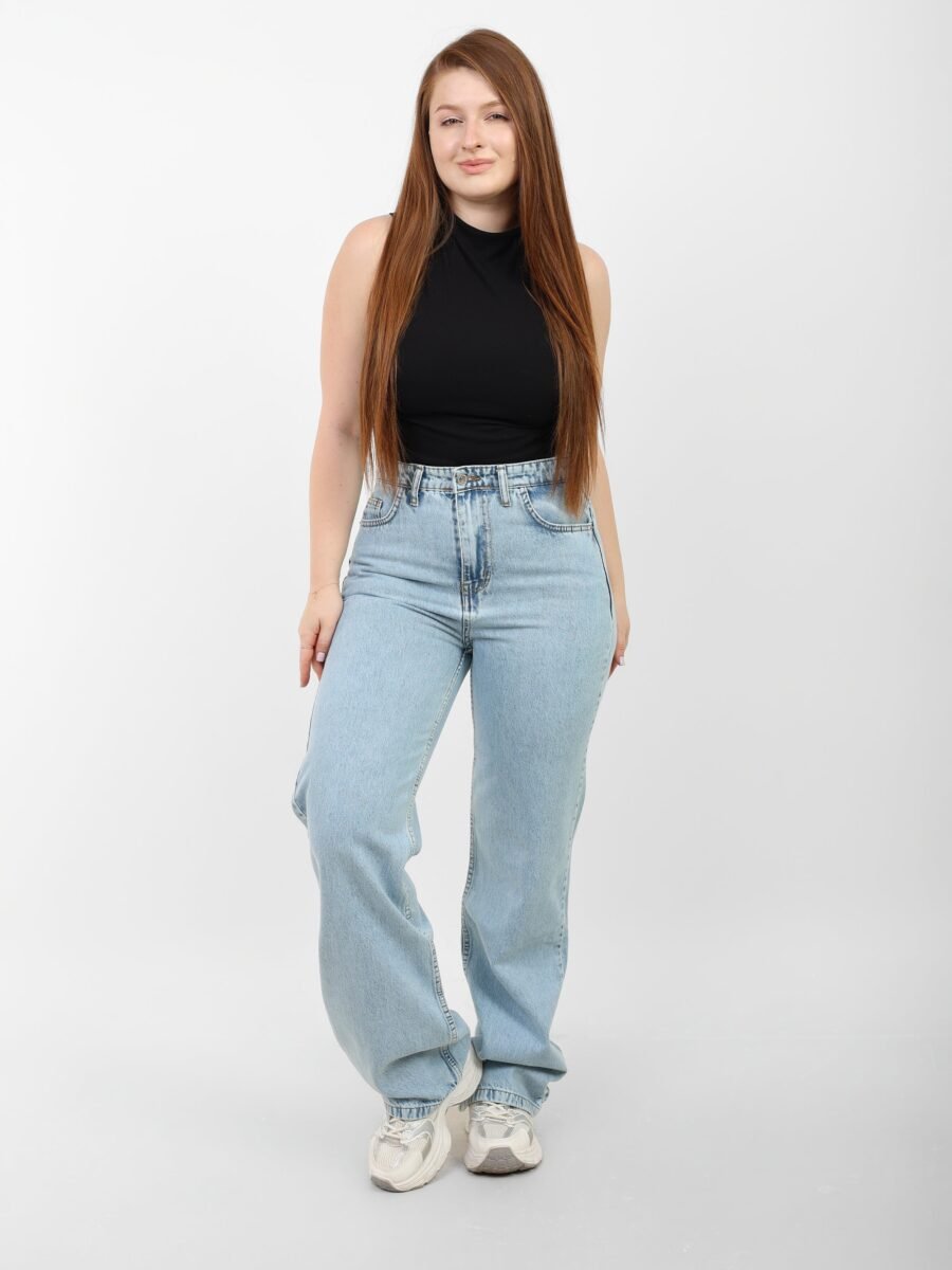 Ice Blue High-rise Straight Denim