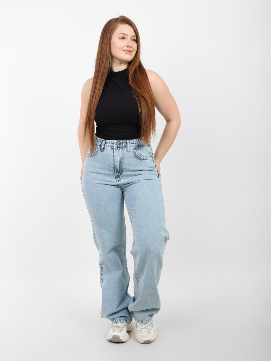 Ice Blue High-rise Straight Denim