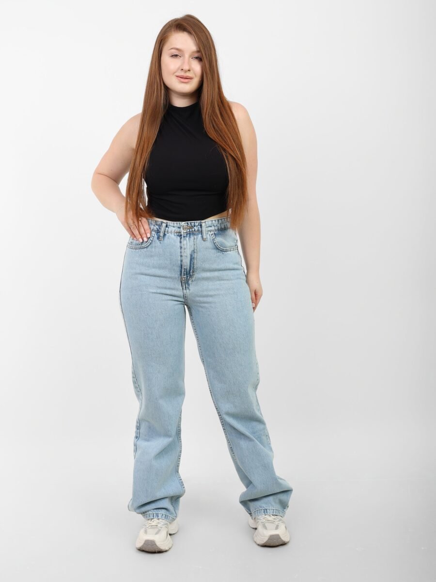 Ice Blue High-rise Straight Denim