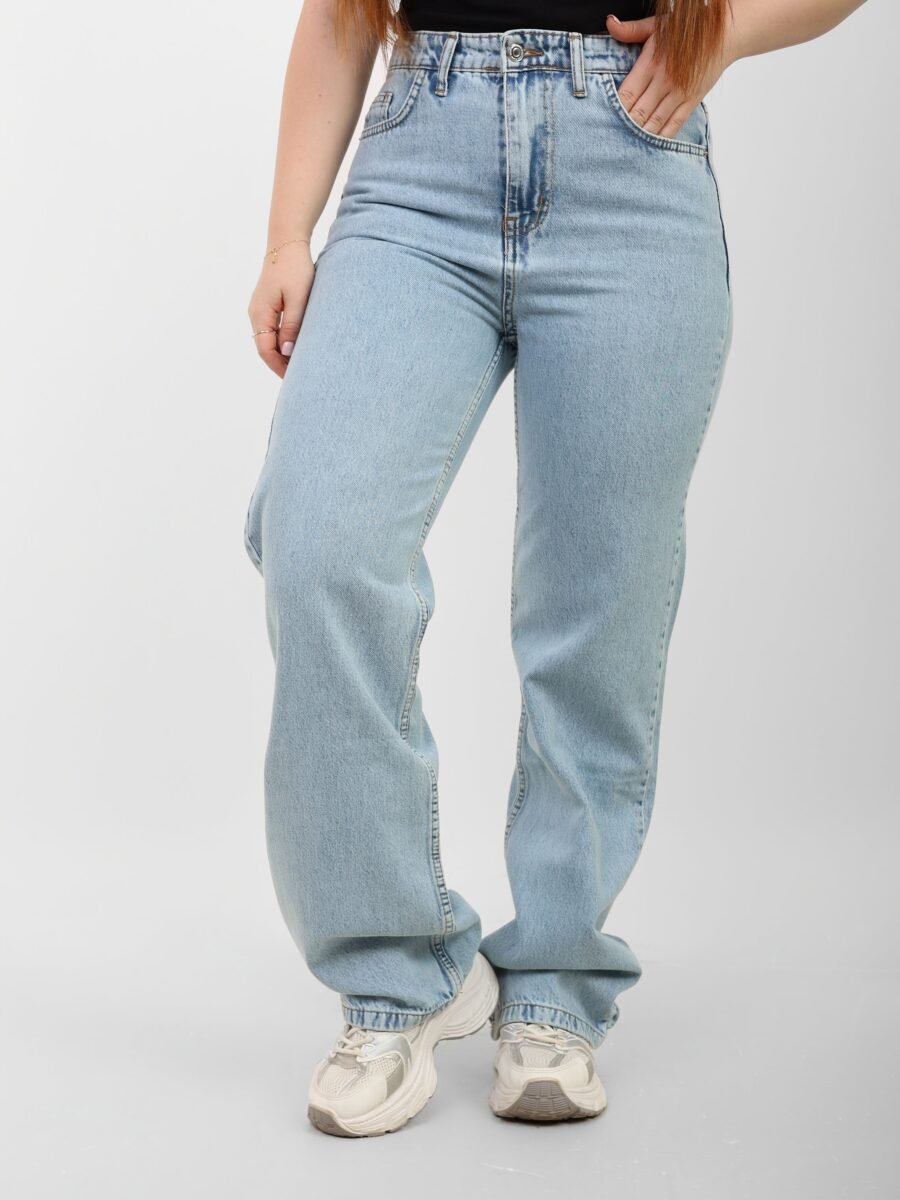 Ice Blue High-rise Straight Denim