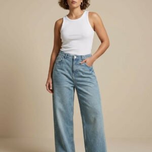 Light Wash Denim Cargo Jeans