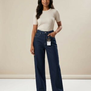 Dark Wash Straight-Leg Denim Jeans