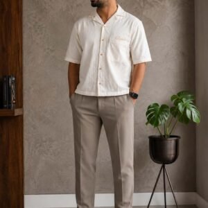 Embroidered cuban off white Shirt