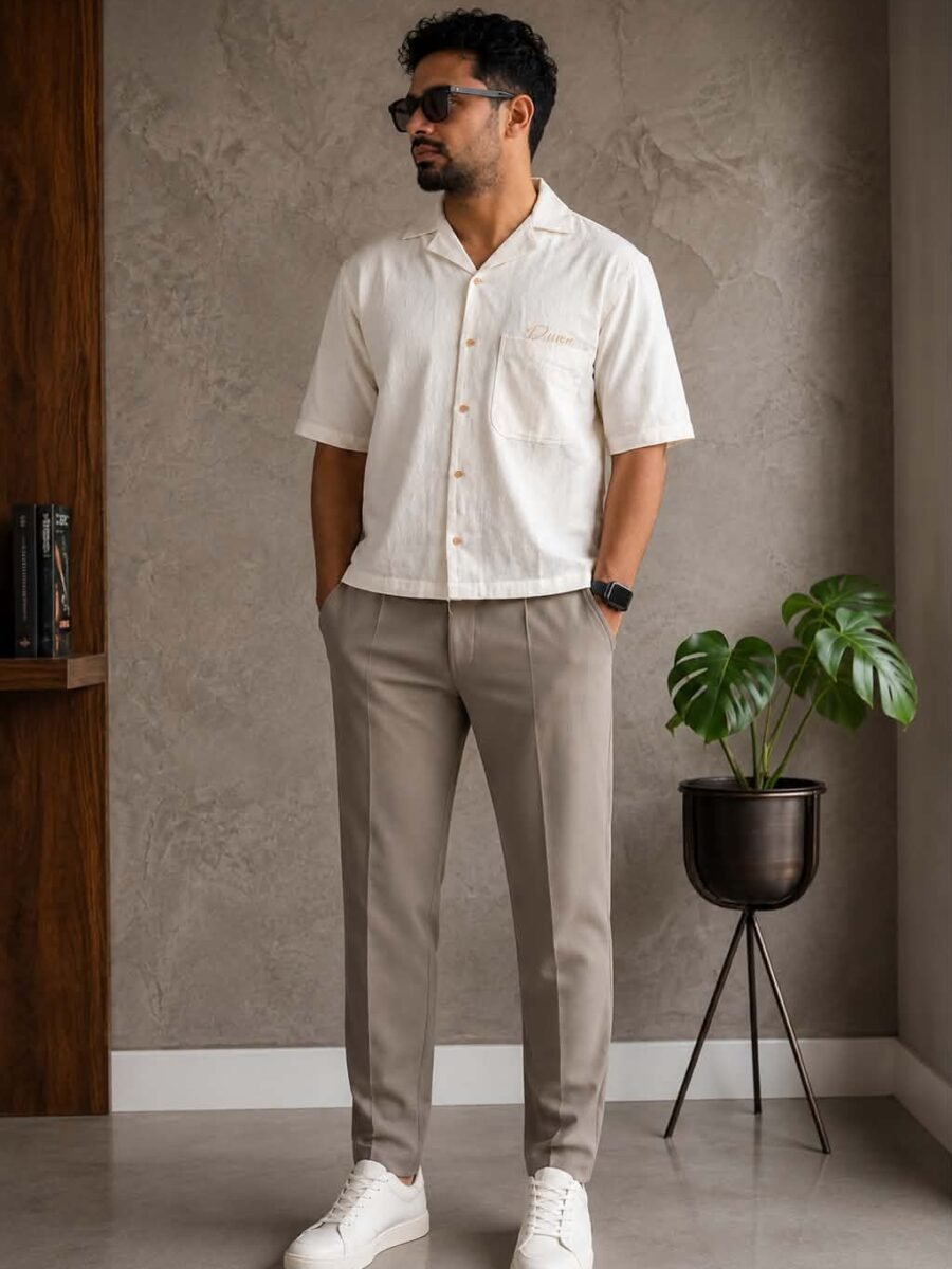 Embroidered cuban off white Shirt