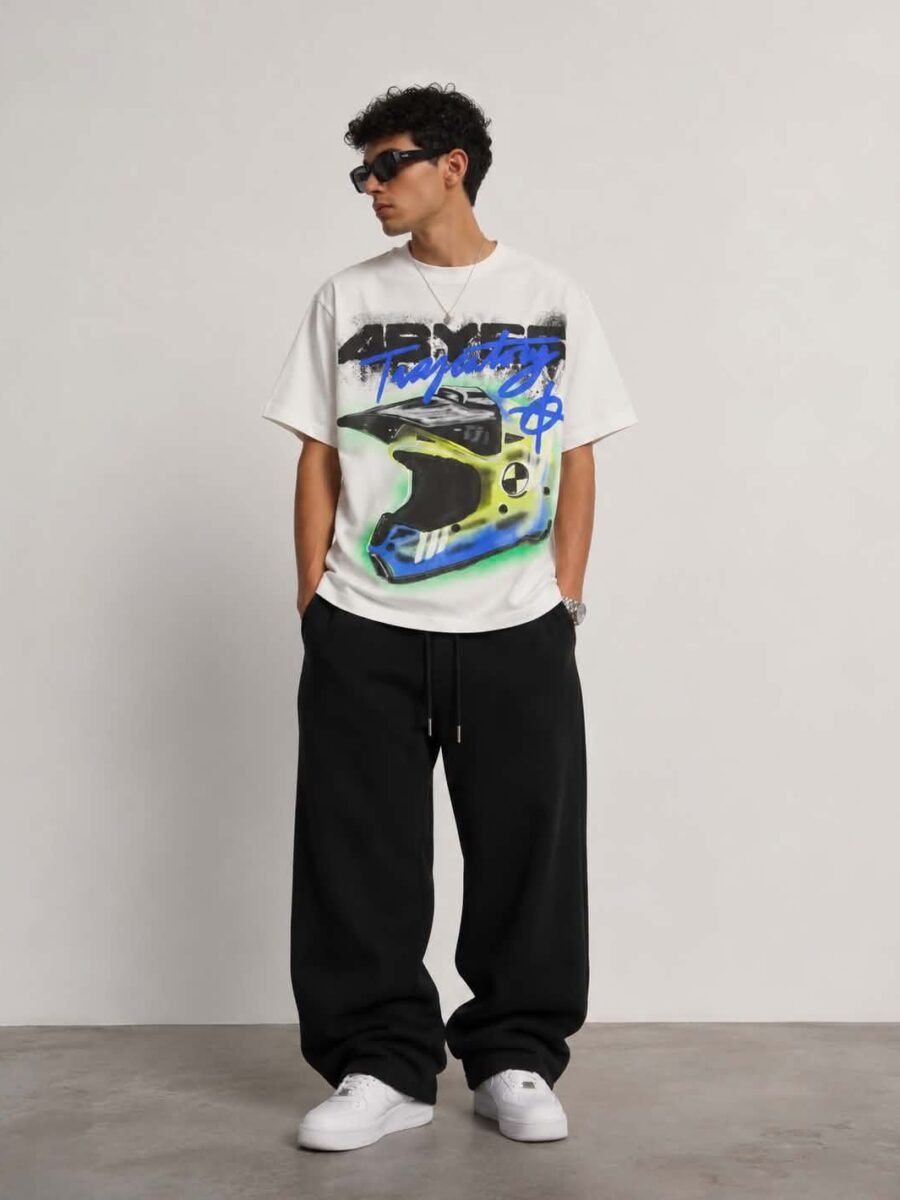 Oversized white printed t-shirt